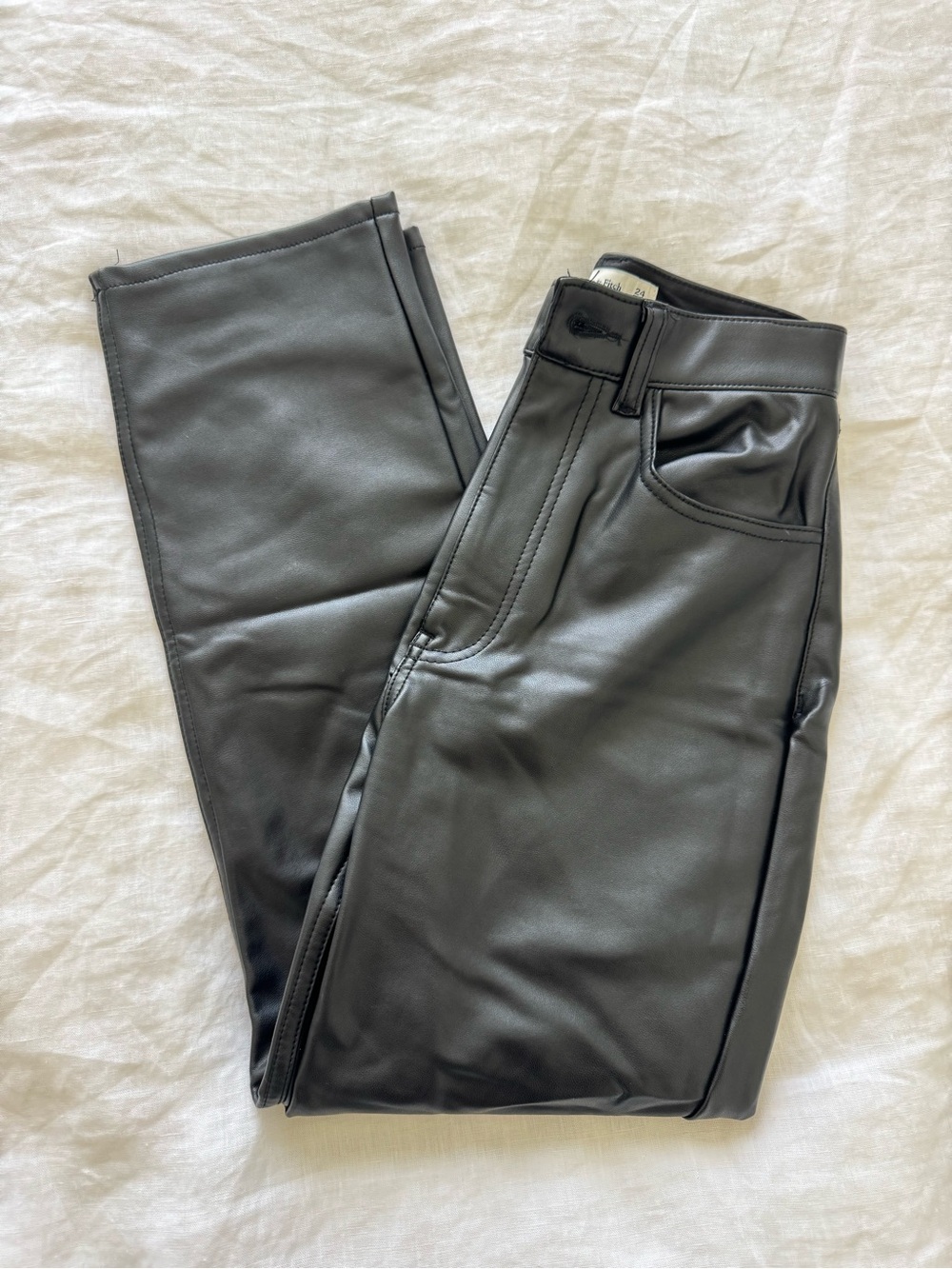 Abercrombie Black Faux Leather Ankle Pants